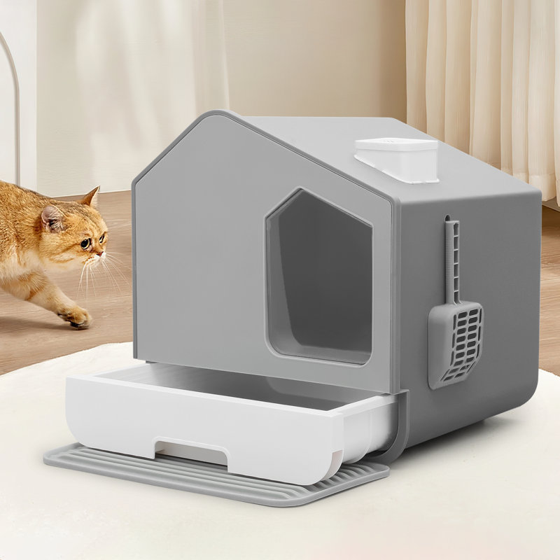 Tucker Murphy Pet™ Enclosed Cat Litter Box With Scoop, Large Cat Litter ...